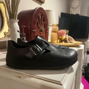 Birkenstock Black Moccasins with Smooth Leather Finish